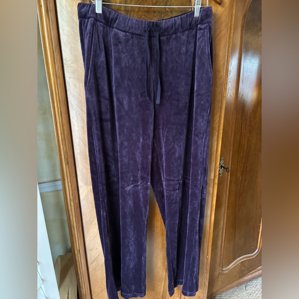 Eileen Fisher Womens Deep Purple Velvet Joggers Sz M